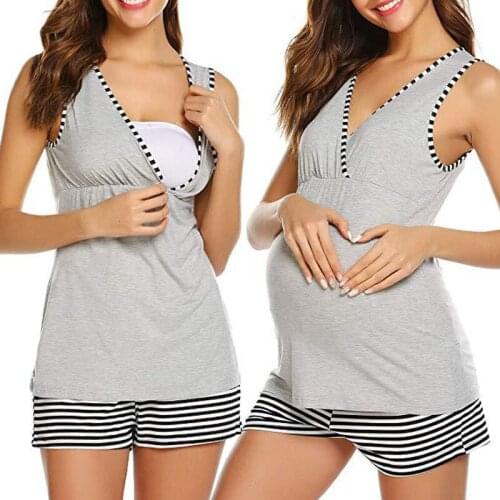 2 in1 Pregnancy&maternity Pajamas Sleepwear Nursing Pregnant Pajamas Breastfeeding Nightgown Elegant Maternity Nursing Cloth