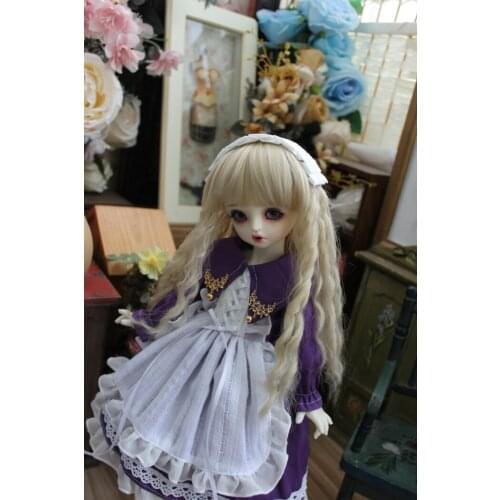 BJD doll dress for1/31/41/6MSD Blythes fashion complex mysterious purple bow dress + simple white hair accessories two-piece set