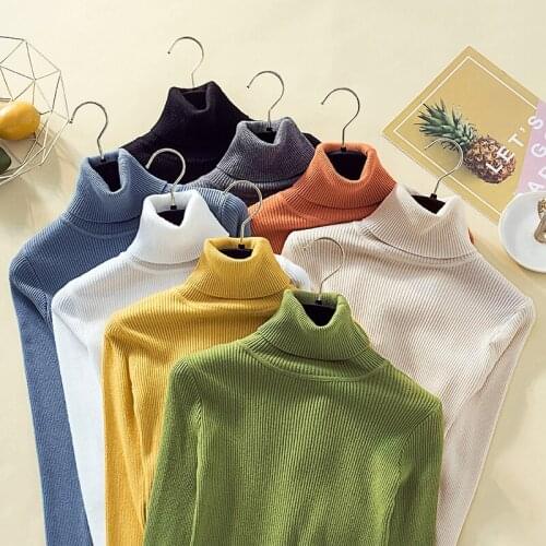 Casual Tops Knitwear Autumn Winter Clothes Women Jumper Sweaters Pull Femme Pullover Turtleneck Sweater Women Solid Basic Slim