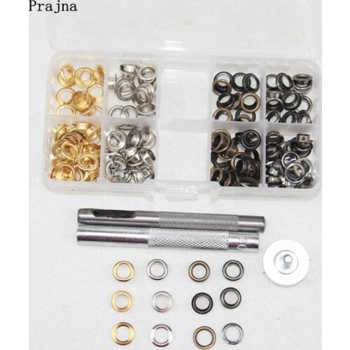 Prajna Mix Eyelets 120 Sets 6MM Copper Eye Eyelet Buckle Set Installation Tools Clothing Hollow Rivet Button Hand Crafts Tool
