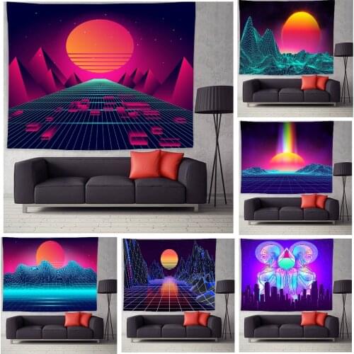 Retro 80s Tapestry Wall Hanging Psychedelic Tapestry Trippy Home Decorations for Living Room Bedroom Dorm Decor