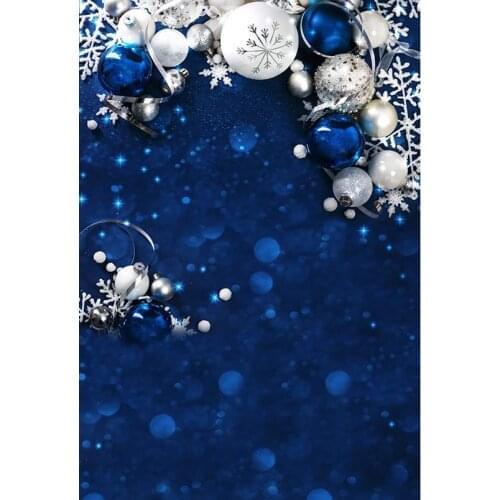 Christmas Photography Backdrops Decorative Balls Dark Blue Backgrounds for Photo Studio Party Customized Photophone Photocall