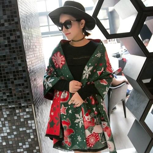 Christmas Autumn Winter Women Scarf 190cm*65cm 395g Christmas Tree and Snowman Keep Warm Shawl Christmas Present Pashmina
