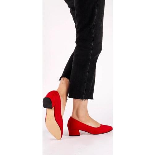 Sandra Red Women 's Shoes Suede Thick High Heels Fashion Casual Pointed Toe Shoes Women Shoes Heel Slippers Summer Pumps