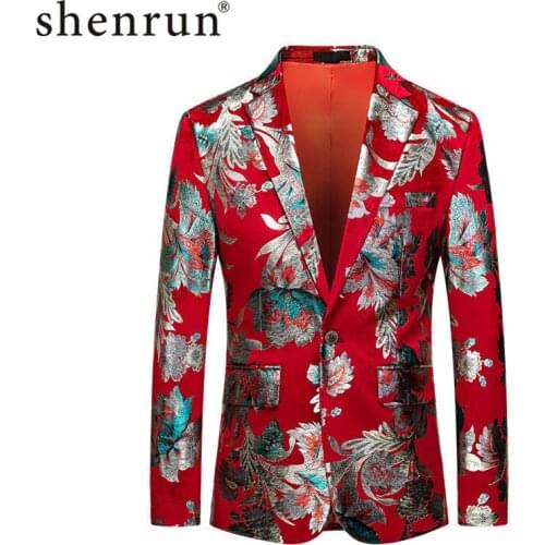 Shenrun Men Red Blazer Jacket Fashion Slim Fit High Quality Casual Blazers Groom Jackets Host Singer Stage Dress M-6XL Plus Size