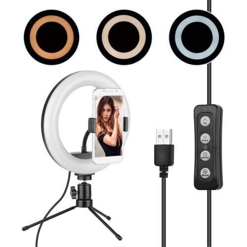 20.4cm/8inch 120pcs LED Selfie Ring Light Fill-in Lamp 10W Dimmable 2700-5500K with mini tripod for phone Light for youtube