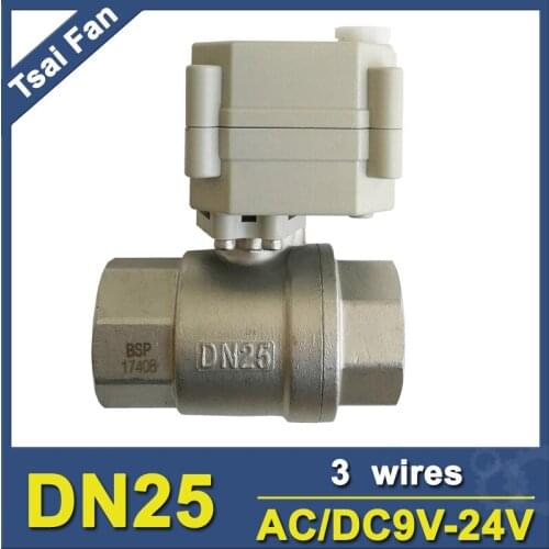 High Quality Brand New Electric Automatic Ball Valve 2 Way Stainless Steel NPT/BSP 1" AC/DC9-24V 3 Wires On/Off 5 Sec CE/IP67