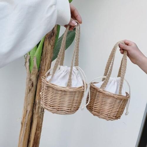 Country Straw Handbag For Women Mini Weave Travel Beach Bucket Bag High Quality Summer Shoulder Bag Sac A Main Bolsos X252H