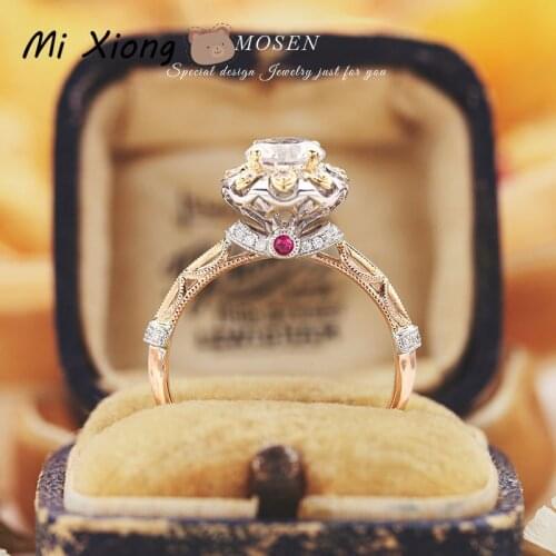 Mi Xiong Sterling Silver 925 Ring Womens Unique Luxury Wedding Engagement Party Gift for Wife Elegant Delicate Romantic Love
