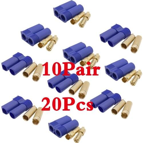 20Pcs 10pairs EC5 Male Female Gold Plated Battery Connector Plug for RC Plane Truck Boat EC5 Banana Plug Bullet Connector