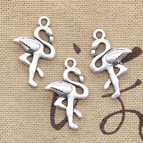 10pcs Charms Single Stand Crane Flamingo 26x16mm Antique Making Pendant fit,Vintage Tibetan Silver color,DIY Handmade Jewelry