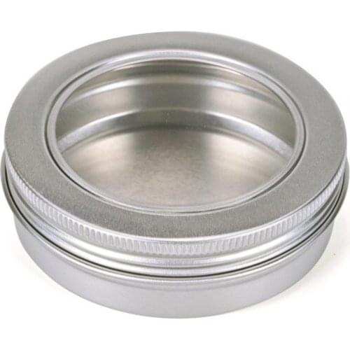 100g Aluminum Jars with Clear Window 100ml Round Lip Balm Pots Visible Empty Cosmetic Containers WB1026