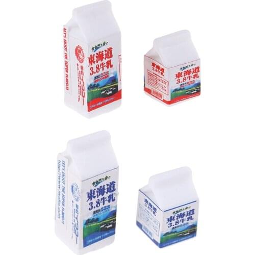 2PCS 1/12 Doll house Toys Miniature milk box for Miniature Kitchen Accessory Doll Home Decoration