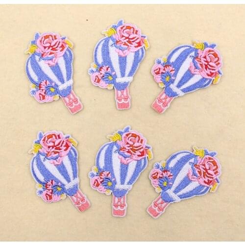 2PCS Hot Air Balloon Flower Patches DIY Patch Cute Stickers Iron on Embroidery Patch for Clothing Kids Woman Clothes Accessories
