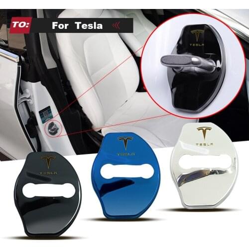 3D Car Door Lock Buckle cover Car stickers car accessories interior For tesla model 3 model X car decoration