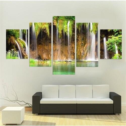 5 Piece Wall Art Canvas Painting Landscape Cave Like Animals Poster Nordic Home Decor Frame Living Bedroom Print Pictures