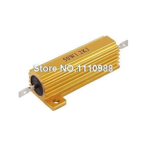 50 Watt 1.2K Ohm 5% Gold Tone Aluminum Shell Wire Wound Resistor