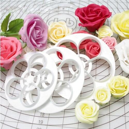 6PCS Fondant Mold Cake Sugarcraft Rose Flower Decorating Cookie Gum Paste Cutter Tool S
