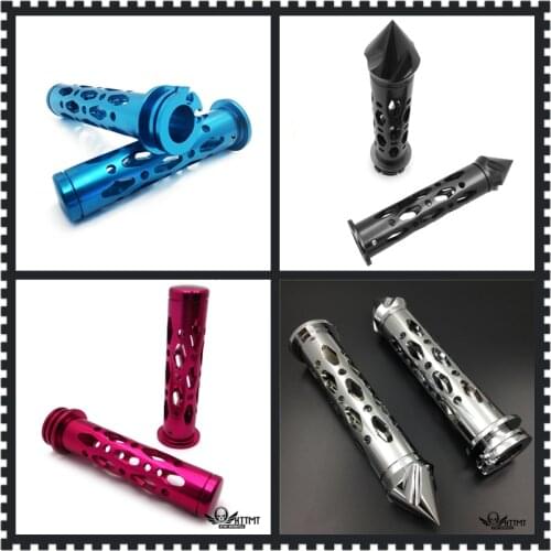 Aftermarket free shipping motorcycle parts 7/8'' Hand Grips with spike bar ends for Honda Kawasaki Ninja 250 500 ZX6 ZX7 CHROMED