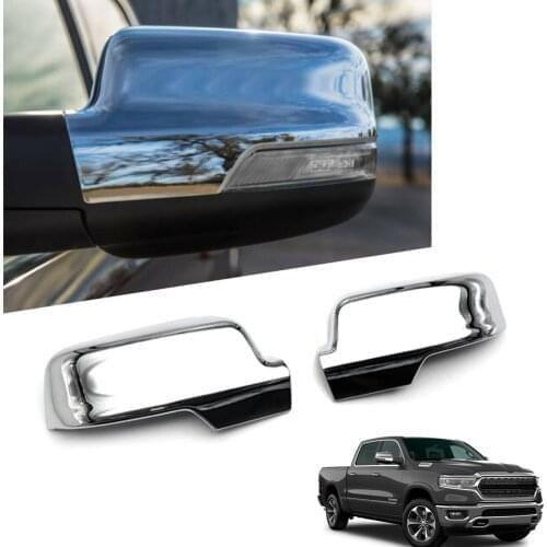 For Dodge Ram 1500 2019 2020 2021 Chrome Auto Rearview Mirror Side Cover Molding Trim Car Styling Accessories 2Pcs