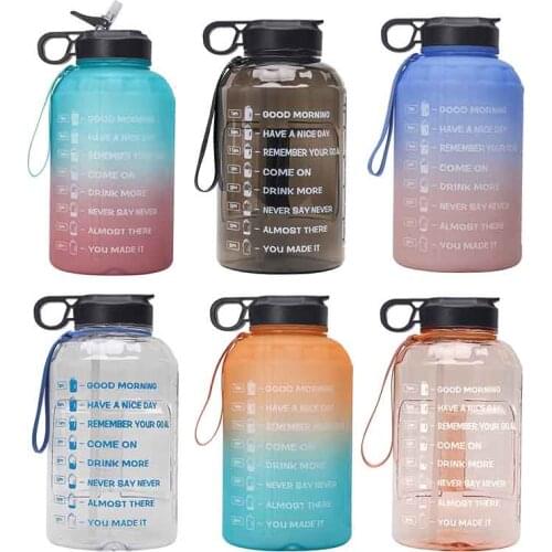 2.2L Fitness Sports Bottle Gallon Water Bottle With Time Markings Filter Net Fruit Infuse BPA Free Motivational Sports Drink Jug