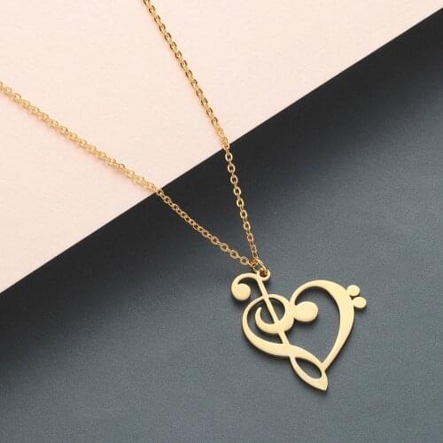 Chandler New Music Note Heart of Treble Choker Bass Clef Necklace Women Infinity Love Pendant Necklace Stainless Steel Jewelry