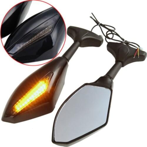 BLACK LED Turn Signal Integrated RearView Side Mirrors For Honda VFR 800 Interceptor ABS 2003 2007