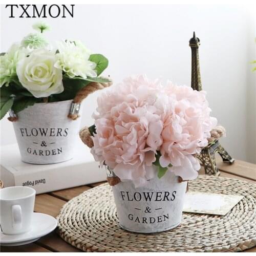 American wrought iron flower arrangement simulation flower set dry flower living room decorations table pot small ornaments