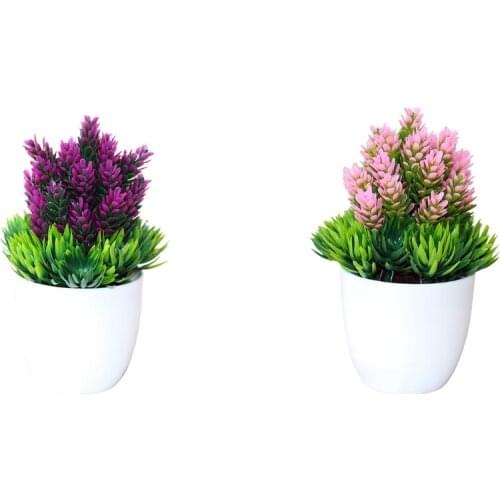 2Pcs Home Office Artificial Mini Potted Plants for Bedroom Desktop Decor
