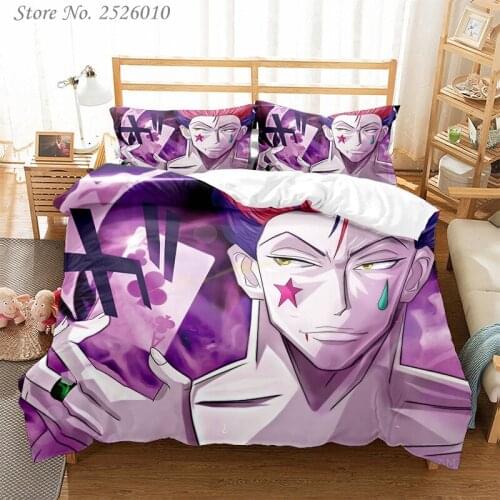 Japan Anime Hunter×Hunter 3D Bedding Set Children Character Printed Duvet Cover Set Bed Linens Twin Full Queen King 02