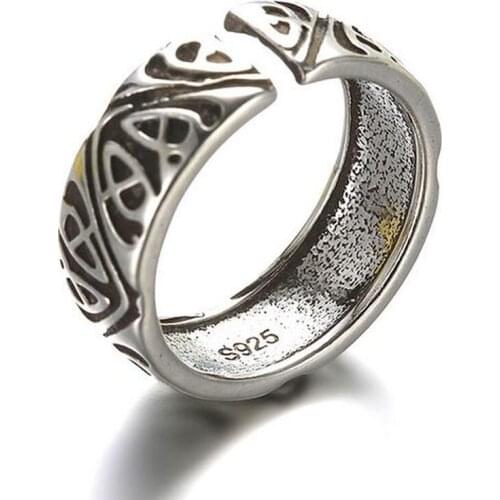 Korean Temperament Retro Distressed Ring Roman Thai Silver Square Strap Opening Ancient Silver Ring Tibetan Silver Ring