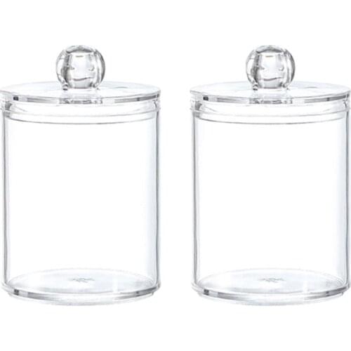 Y1UF Qtips Storage Box Round Dispenser Clear Cotton Ball Pad Cotton Swab Organizer