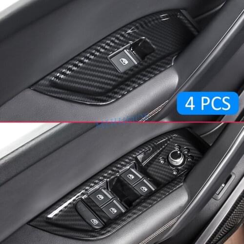 LHD Window Switch Cover For Audi Q5 FY SQ5 2017 2018 2019 2020 Carbon Fiber Adjust Panel Overlay