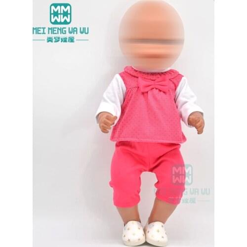 Doll clothes accessories fits 43cm toy new born doll rose red casual suit