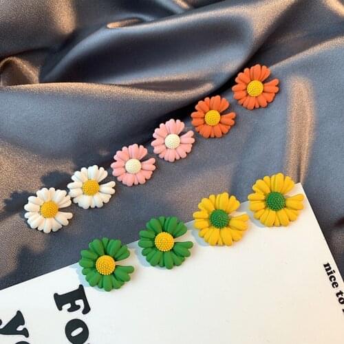 Trendy Ethic Bohemian Colorful Flower Stud Earrings for Women Girl Wedding Party Accessories Gift Fashion Wholesale Jewelry