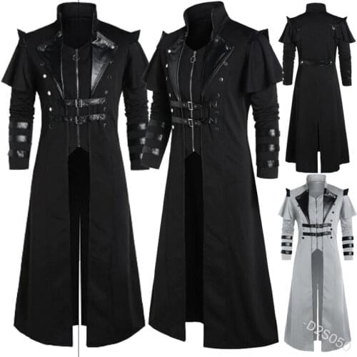Mens Coat Cosplay Costume Medieval Renaissance Punk Retro Stage Jacket Stage Performance Steampunk Jacket Halloween Clothing