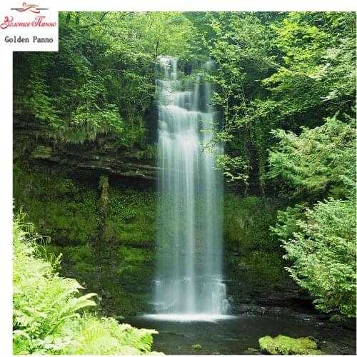 Golden Panno,Needlework,DIY DMC Cross stitch,Sets For Embroidery kit 14ct unprinted Mountain waterfall cross-Stitching 0109