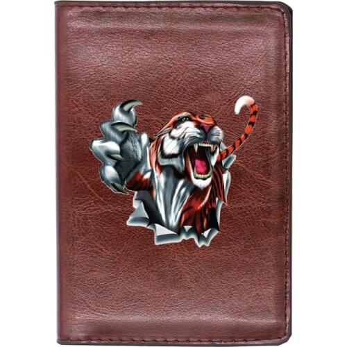 Personality Dangerous Tiger Printing Travel Passport Cover ID Credit Card Holder Case