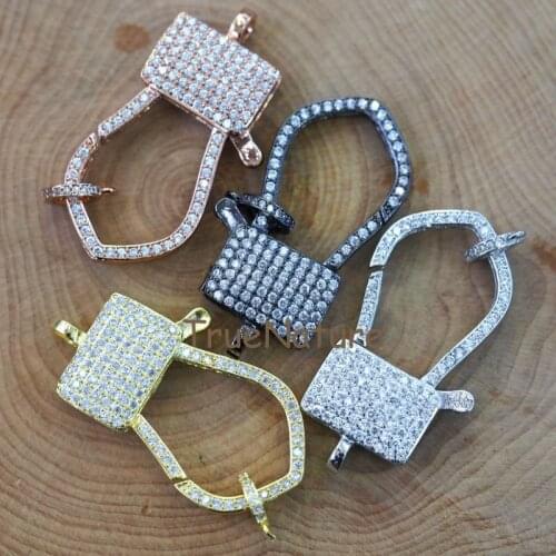 Wholesale Large Lobster Clasps, Cz Zircon Paved Charm Jewelry, Copper Gold Lobster Connectors In 37.4x18x6.3 mm FC6437