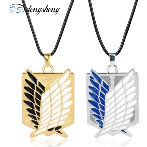 Dongsheng Hot Attack on Titan Necklace Survey Corps Logo Anime Wings of Liberty Pendant Necklace Shingeki no Kyojin Necklace