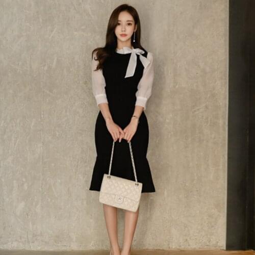 Fashion women comfortable elegant basic formal dress new arrival temperament party cute sexy vintage lovely bow pencil dress