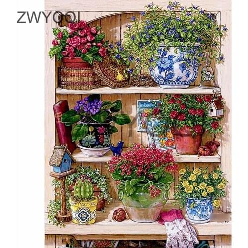 Full Round Diamond mosaic Flower cactus DIY Diamond embroidery Full Square Diamond painting Cross stitch Flowerpot flower cactus