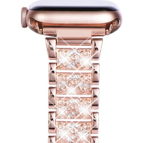 Women Strap for iWatch SE 6 5 4 Band 40mm 44mm 38mm 42mm Sparkling Bling Crystal Metal Link Bracelet for Apple Watch SE 6 Bands