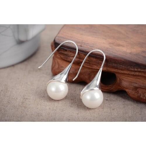 Luxury Jewelry Girls Earrings 8-8.5mm natural freshwater pearl earring - 925 s Lovely jewelry EARRINGLuxury Ms. girl Wedding