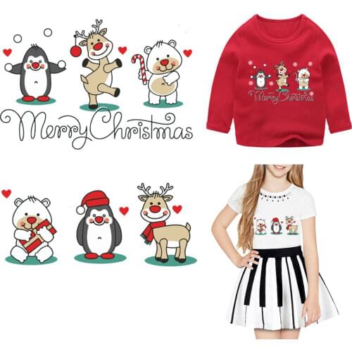 Christmas Patches Iron On Transfer For Clothes DIY T-Shirt Thermal Sticker Clothing Applique Decoration patch transfert thermo