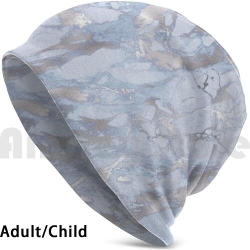 Blue And Silver Marble Luxurious Beanies Knit Hat Hip Hop Marble Textures Marble Seamless Blue Light Blue Aqua