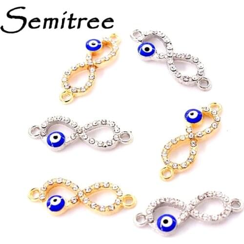 10Pcs/Lot Rhinestones Metal Infinity Lucky Evil Eye Connectors for Diy Bracelet Necklace Jewelry Making Diy Crafts Supplies