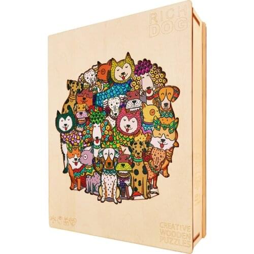 Unique Wooden Puzzles Dogs Cute Kids Puzzle Games Interactive Educational Toys Wooden Puzzle Jigsaw For Adults Birthday Gifts