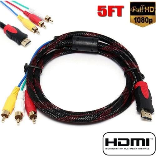 US 5Ft HDMI To 3-RCA Video Audio AV Component Converter Adapter Cable For HDTV