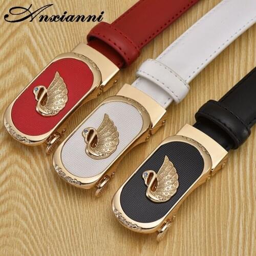 Women genuine leather belt female automatic buckle belts high quality dress designers luxury ceinture femme